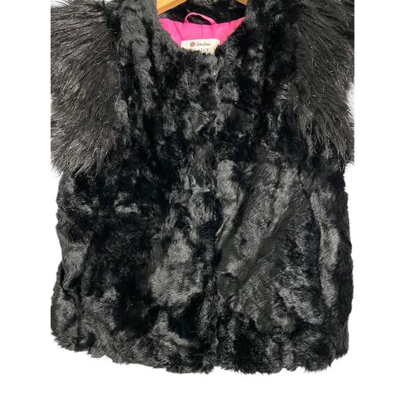 Skaist Taylor Faux Fur Vest Womens XS Black Feather Trim Neiman Marcus Target - Picture 3 of 8